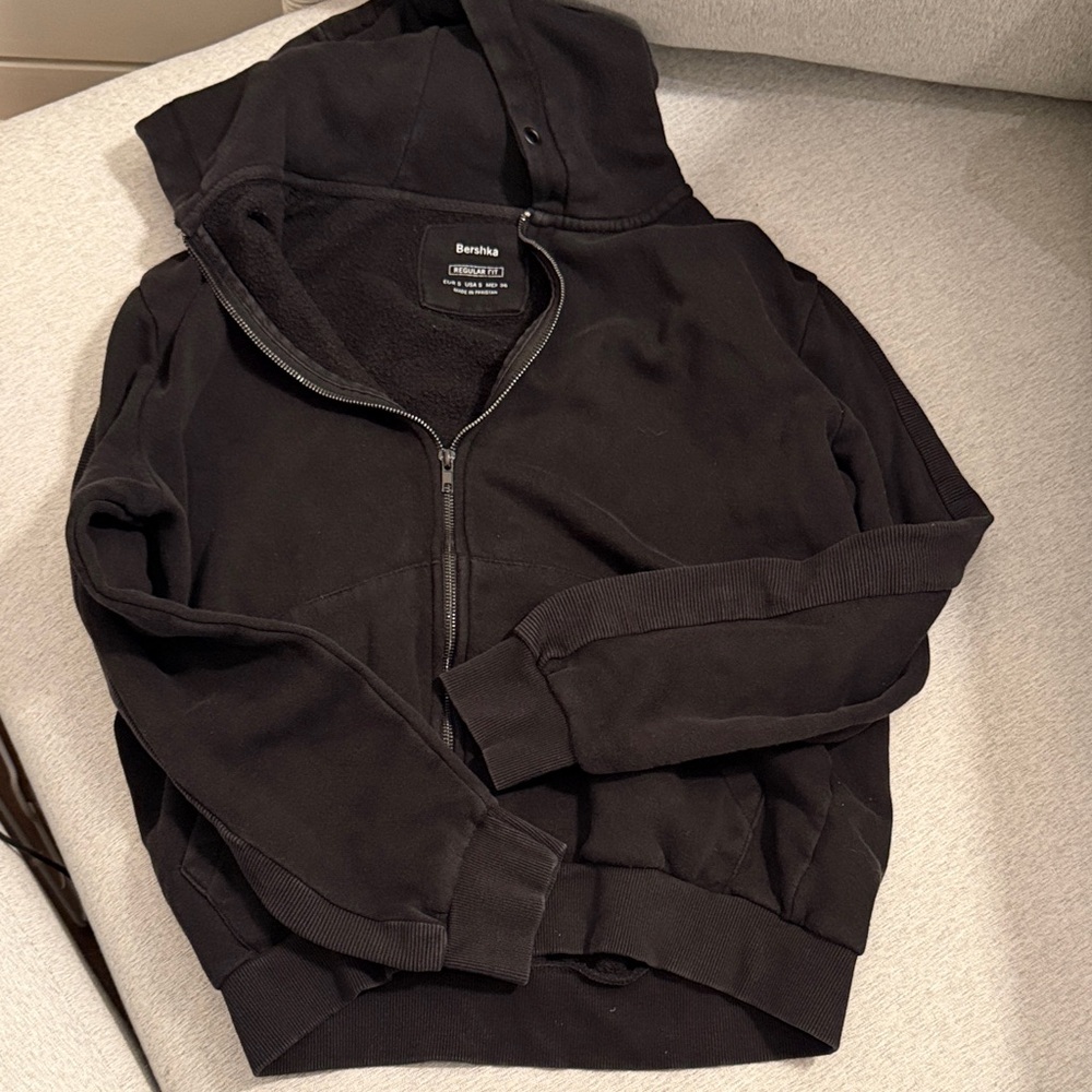 Bershka Charcoal Zip-Up Hoodie